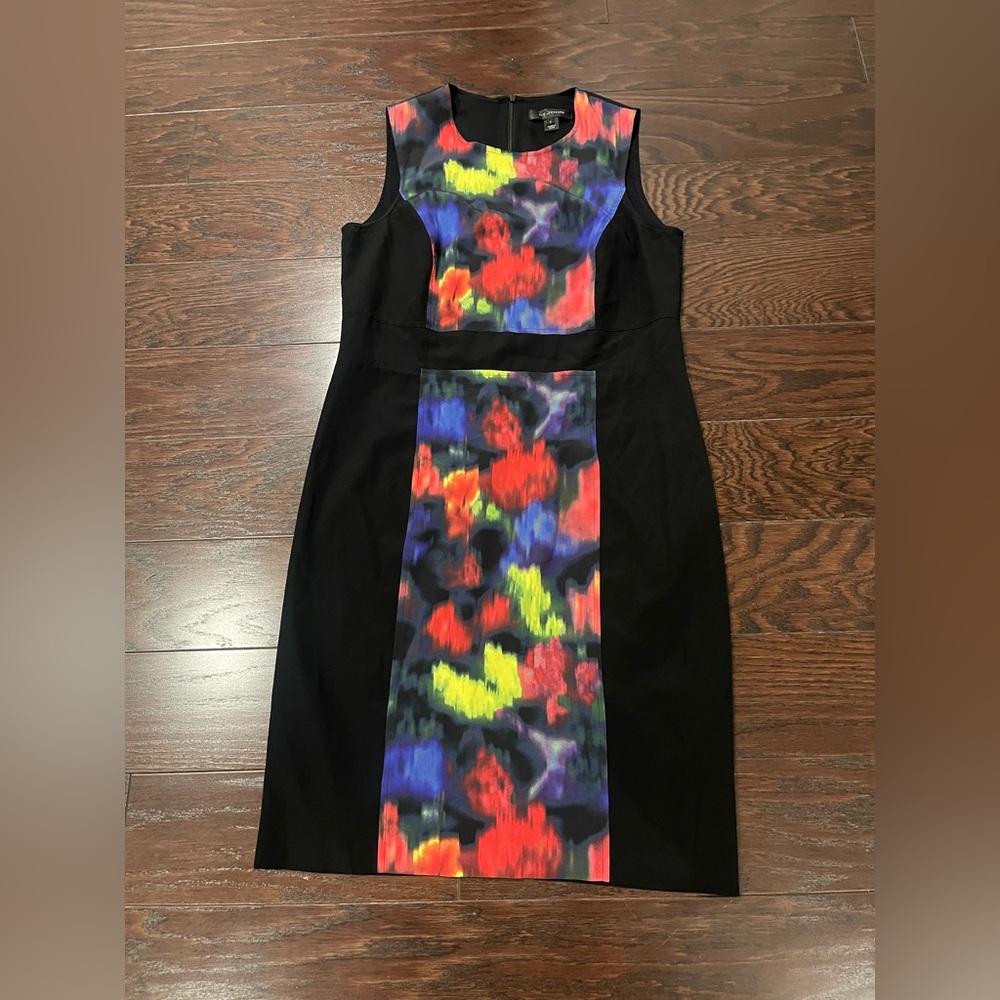 St. John Abstract Watercolor, Silk/Spandex Sheath Dress Women Size 6